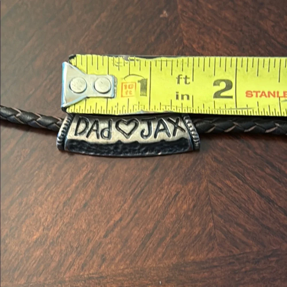 Men’s leather braided bracelet brown with  “Dad❤️JAX” wording engraved